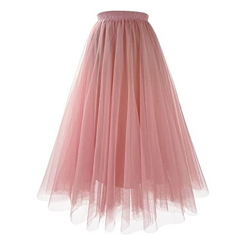 Image of Tulle Maxi Skirt for Women High Waist Layered Mesh Long Skirts Flowy Ballet Party Skirt Trendy 2025