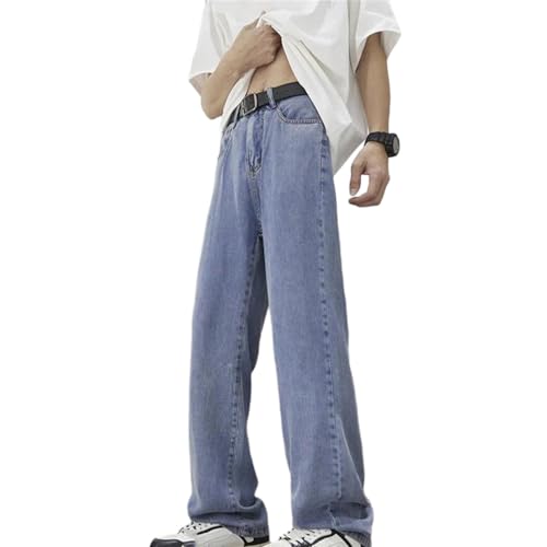 Men's Summer Jeans Thin Soft Denim Pants Loose Straight Elastic Waist Casual Trousers Classic Fashion