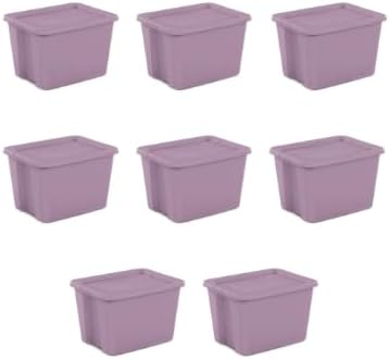 Generic 18 Gallon Tote Box Plastic, Set of 8 Stackable Totes Colors In Pink, Purple, or Fuchsia Burst (Purple)