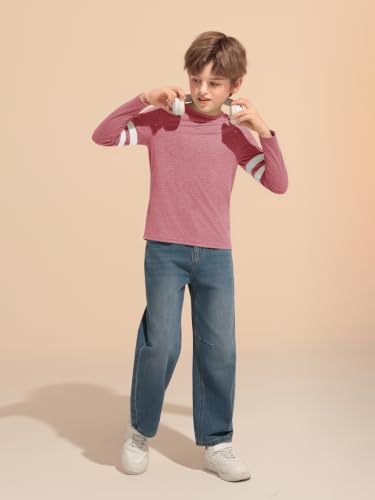 Image of Haloumoning Boys Long Sleeve Shirts Kids Crewneck T Shirts Casual Striped Tops Tees 5-14 Years