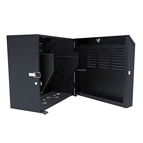 Image of NavePoint 8U Vertical Server Rack Enclosure, Low Profile, 15.7 inch Deep, Max Weight Capacity 132lbs - 8U Network Cabinet Vertical Wall Mount, Perforated, Black