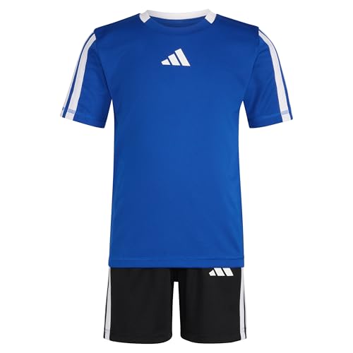Image of adidas Boys' Short Sleeve 3-Stripe Soccer Tee Shirt and Short Set