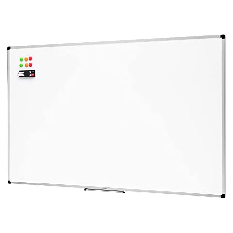 Amazon Basics - Pizarra blanca magnética con bandeja y marco de aluminio Cover