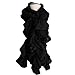 JJcollection Ruched Wool/Angora Knit stretchable Cold Weather Fashion Scarf with stitched Flower(Black)