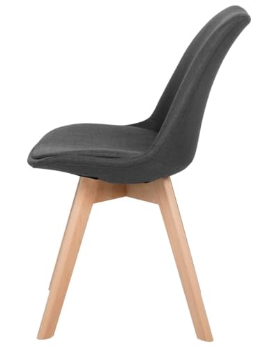 Image of Set of 4 Modern Style Mid Century Modern Dinning Room Cafe Hotel Office Wooden Legs Chair (Full Fabric Charcoal Grey)