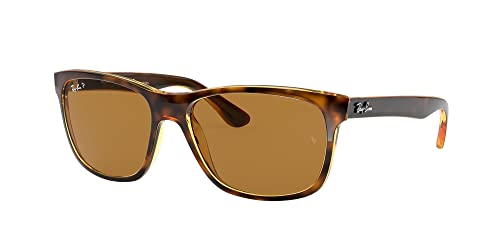 Ray-Ban Men's RB4181 Square Sunglasses, Light Havana/Polarized Brown, 57 mm