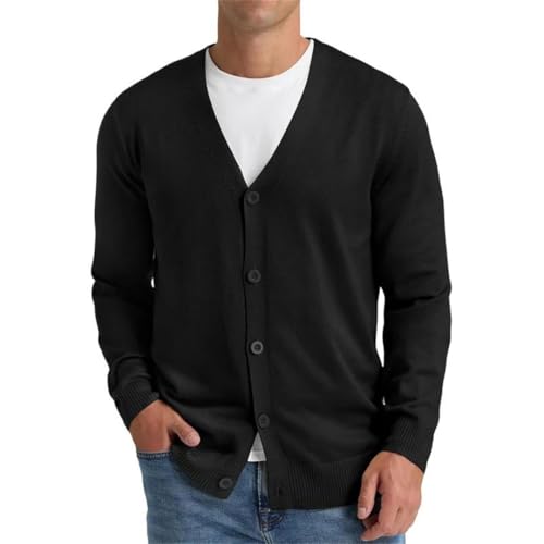 Mens Cardigan Sweater V-Neck Long Sleeve Button Down Knitted Outdoor Solid Color Sweaters2