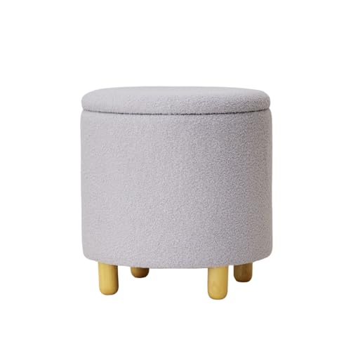 ASHEL 収納付きスツール オットマン ブークレ 木脚 収納 スツール 収納ボックス 収納ベンチ 足置き かわいい おしゃれ 韓国 インテリア アシェル (グレー)