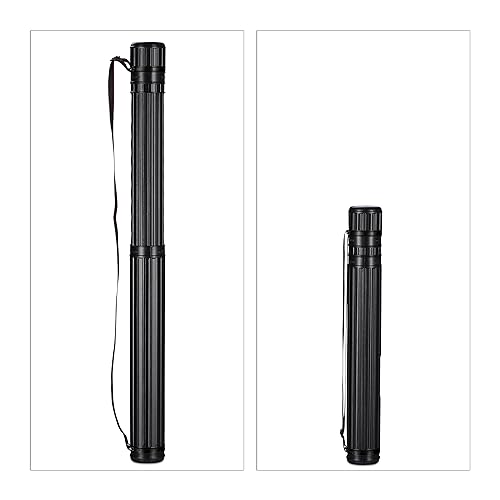 Image of Relaxdays Poster Tube, up to A0, for Drawings & Charts, Document Storage, Extendable, 64-107 cm, Art Holder Case, Black, 100% Plastic