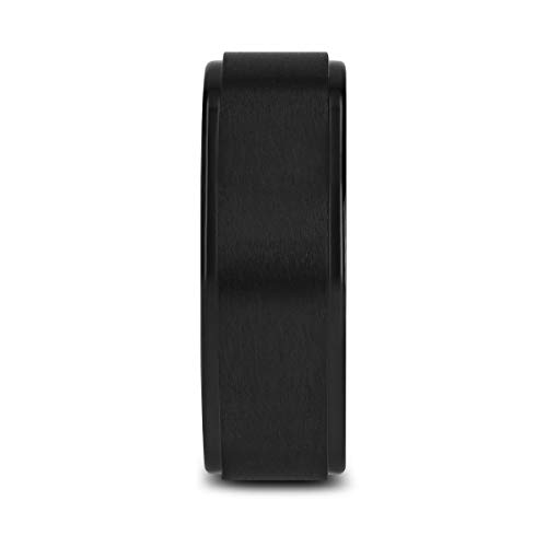 Babylon Titanium Ring for Men Comfort Fit Flat Black Titanium Ring with Brushed Raised Center & Polished Edges - 8 mm Wide2