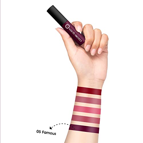 Image of Colors Queen Mellow Matte Lip Cream, Long Wear Liquid Matte Lipstick, Velvety Soft Finish, Weightless Formula, Long Lasting Lipstick for Women (05 - Famous)