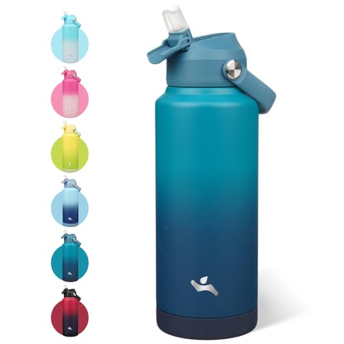 Image of Konokyo 32 oz Insulated Stainless Steel Sports Water Bottle with Straw Lid