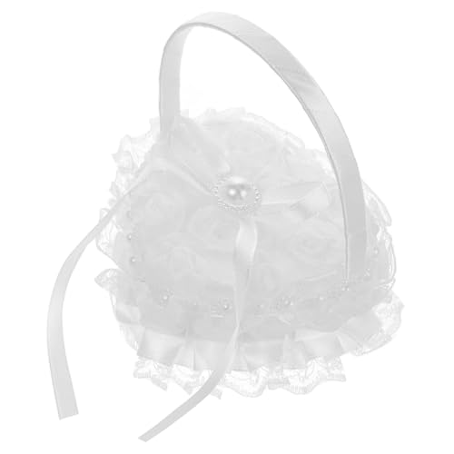 Ciieeo Heart-Shaped Wedding Ring Pillow Romantic Ring Bearer Cushion White Fabric Holder for Wedding Ceremony Proposal Engagement Decoration