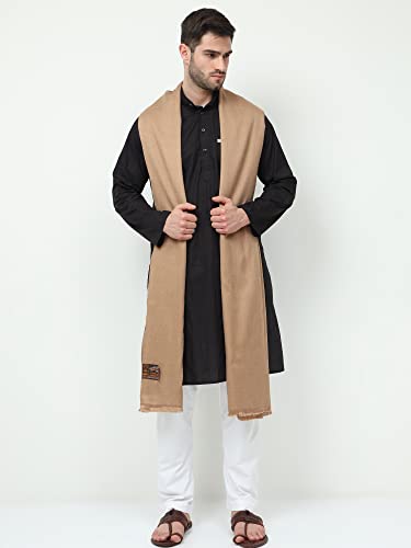 Image of Bunkaar Men's The Handloom Story Plain Woollen Dhariwal Lohi /Shawl (Brown, 48 inch X 102 inch)