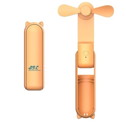 S.I.C SIC - Mini ventilador portátil, ventilador portátil a batería, ventilador de escritorio silencioso pequeño, ventiladores portátiles, Powerbank ventilador recargable puerto tipo C (naranja)