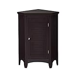 Elegant Home Fashions Glancy Freestanding Wooden Bathroom Corner Floor Cabinet, Dark Espresso