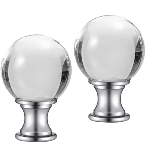 Image of 2 Pack Lamp Finials Glass Crystal Ball, Lamp Finials Decorative for Table Lamps, Floor Lamps, Lamp knob Replacement