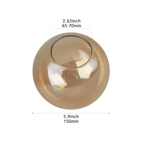 Image of 5.9 inch Amber Glass Globe Shade, 2.64 inch Opening Replacement Lampshade | Lighting Fixture Glass Accessories for Pendant Lights, Wall Lights, and Ceiling Lights