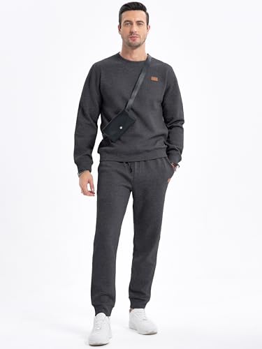 JMIERR Herren Jogginganzug Set 2-Teiliger Sweatshirt Trainingsanzug Casual Sportanzug Herren Sweatshirts und Jogginghose Tracksuit sets mit Strukturmuster,Dunkelgrau L