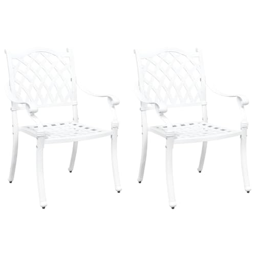 Chaises de jardin 2 pcs en aluminium moulé, blanches