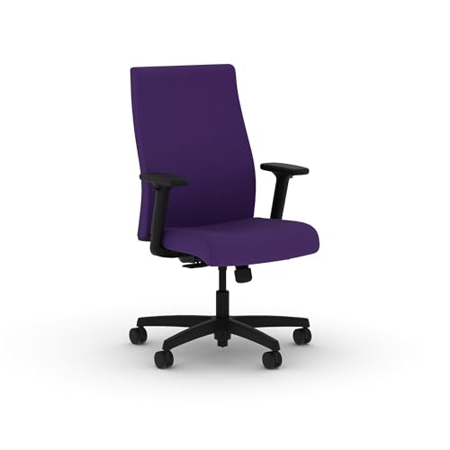Image of HON Ignition 2.0 Ergonomic Office Chair with Adjustable Arms, Standard Synchro‑Tilt Recline, Upholstered Desk and Computer Chair for Home Office or Workstation, Black Frame, Iris