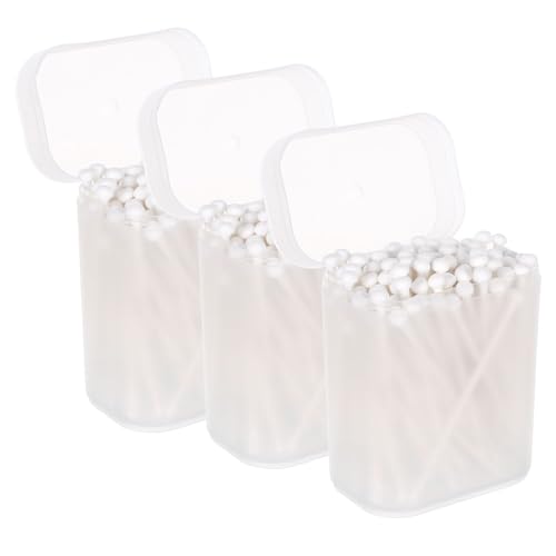 MAJORMENCH 3箱 双頭デザインの使い捨て耳掃除綿棒入り 箱 高吸着力で快適な耳かき体験 日常使いにな清潔感ある綿棒