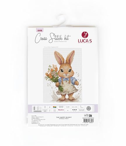 Image of Luca-S Cross Stitch Kit The Happy Bunny, B1410, Counted Cross Stitch Kit for Adults, Needlecraft and Embroidery Kit | embroidery by Marussia