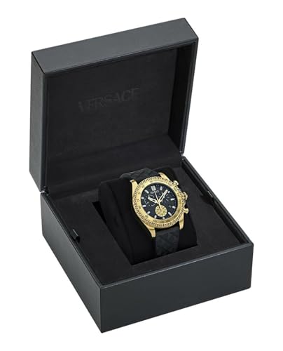 Versace Chrono X Collection Luxury Mens Watch Timepieces with a Black Strap and Dial Featuring a Gold Case4