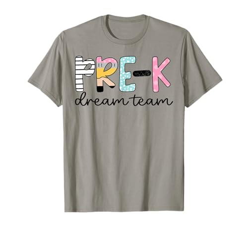 Pre-K Dream Team professor de pré-escolar primeiro dia de aula crianças t-shirt