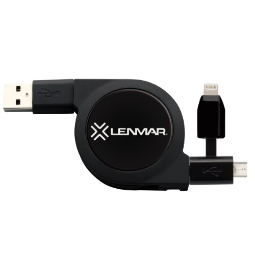 Lenmar 2 in 1 Retractable Charge and Sync Micro USB Cable and Lightning Adapter Tip