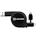 Retractable USB to Micro/Lightning Cable, Black By Lenmar