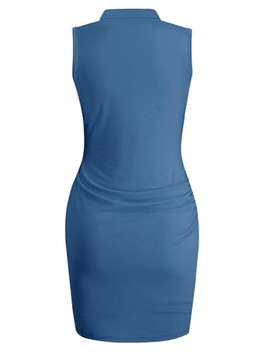 Image of AUXDIO Women Summer Bodycon Dresses Casual Tank Sleeveless Ruched Wrap 2026 Party Club Mini Dress
