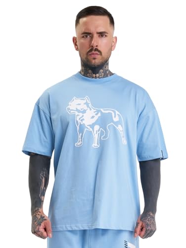 Amstaff Herren Logo 2.0 T-Shirt | Baumwolle & Rundhalsausschnitt | Lockere Passform | Atmungsaktiv | Hellblau Weiß S