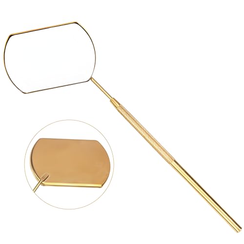 KB ESSENTIALS Lash Mirror for Eyelash Extensions - Stainless Steel Eyelash Makeup Tool for False Lashes & Adhesives - Professional Lash Extension Supplies and Accessories (Gold)
