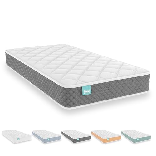 Nalui - Colchón Cuna Viscoelástico 140 x 70 cm Baby One Núcleo HR Adapt Foam, Tejido 3D Transpirable y Tejido Strech Hipoalergénico, Certificado Oeko-Tex® | Hecho en España. Altura ±12cm, Gris