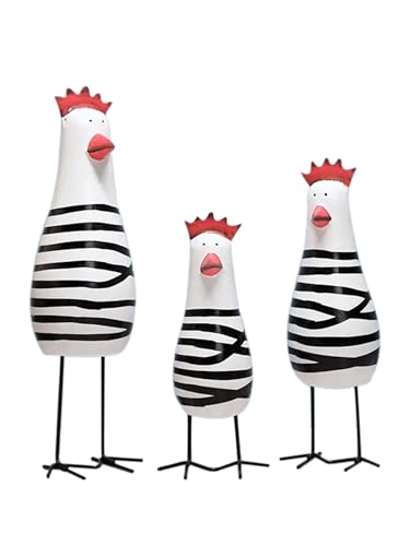 3 Pièces de Poules en Bois Adorables, Set de 3 Figurines Animaux Déco Originale pour Décor de Pâques et Printemps - Décoration d'intérieur pour Appui de...