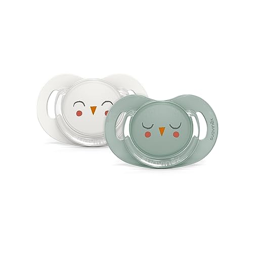 Image of Suavinex Bonhomia SX PRO Physiological Pacifier, Supports Breastfeeding Babies, Pacifiers 6-18 Months, 2 Pack Baby Pacifier, Baby Accessories, (Mint/Beige)