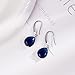Desnuage Silver Teardrop Sapphire Earrings Navy Blue Dangle Drop Earrings for Women