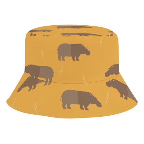 Hippo Hippopotamus AnimalChildren's Bucket Hat for Boys and Girls, Breathable Summer Beach Hat54cm