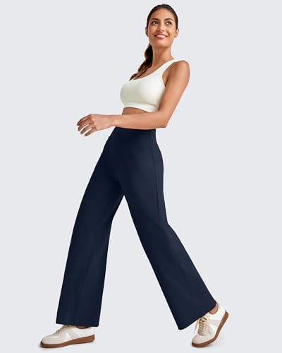 G4Free 25.5''/27.5''/29.5'' Wide Leg Pants for Women 7/8 Length Yoga Dress Pants High Waist Stretch with Pockets Casual Work3