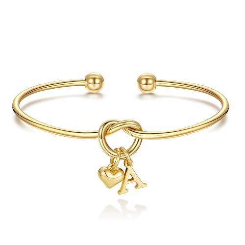 M MOOHAM Valentines Gifts for Her - Bridesmaid Gifts Tie the Knot A Initial Bracelet Bridesmaids Proposal Gift for Wedding Matron Maid of Honor Jewelry Heart Bracelets Valentines Gift for Women