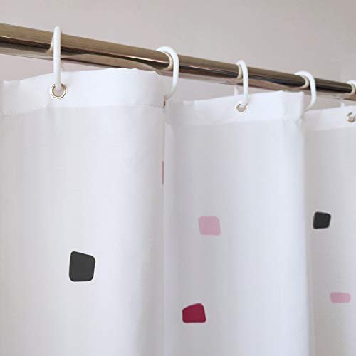 Trimming Shop Mosaic Black Shower Curtain, Polyester Fabric Bathroom Curtain, Waterproof & Mould Resistant, With 12 Hooks - Image 2