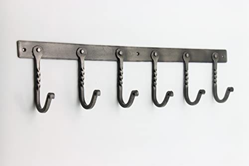 Robuster Vintage-Gusseisen-Kleiderbügel, 6 Haken, Wandmontage, mit allen Befestigungen Cover