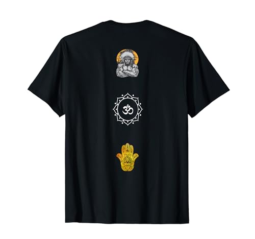 Psychedelisches Goa T-Shirt mit Om-Zeichen & Fatimas Hand