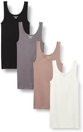 Amazon Essentials Women’s Slim-Fit Tank, Pack of 4