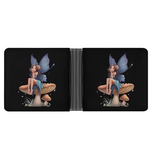 Toadstool-Mushrooms-Fairy Bifold Wallet PU Leather Card Cash Holder Cute Purse for Men Women