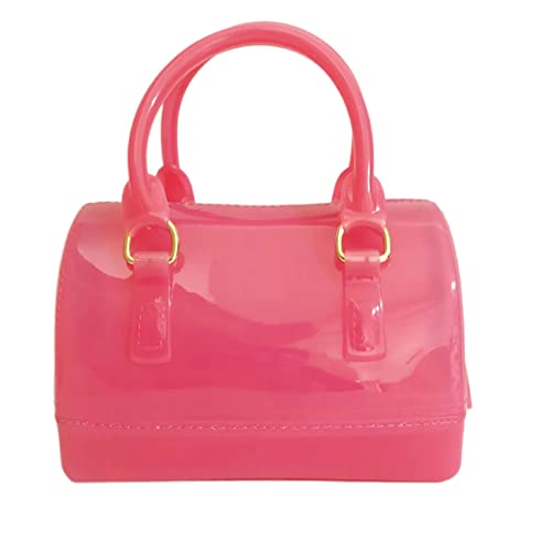Image of Ladies Summer Jelly Pillow-shaped Top Handle Handbag Candy Color Transparent Crystal Purse