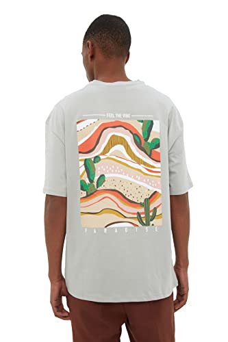 Trendyol Men's MANSARY RELASED FIT Bike Colle Kurzarm Drucken T-Shirt,...