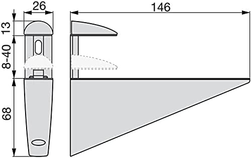 Miniatura 2 de Emuca 4009224 Juego de 2 soportes ajustables mod. Halcon para estante de maderavidrio de 0.315-1.575 in de espesor, acabado níquel mate