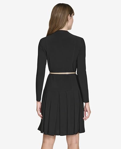 Tommy Hilfiger Women's Solid Jersey Belted Seamed Fit and Flare Dress4